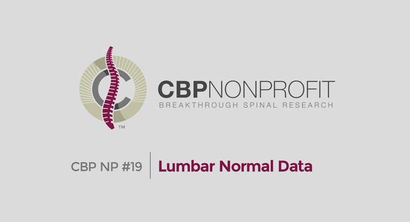 CBP NP #19: Lumbar Normal Data