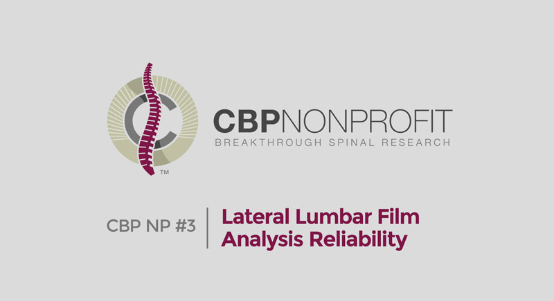 CBP NP #3: Lateral Lumbar Film Analysis Reliability